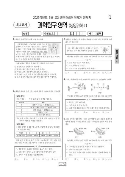 2023년 6월 고2 과학탐구 생명과학 I