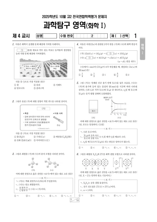 2025년 10월 고2 화학I