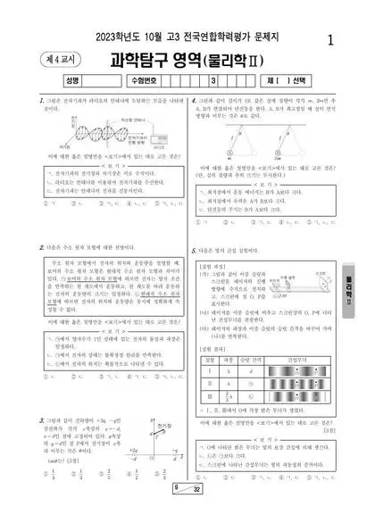 2023년 10월 고3 과학탐구 물리2