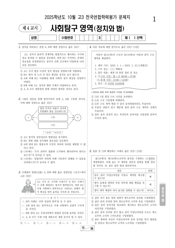 2025년 10월 고3 정치와 법