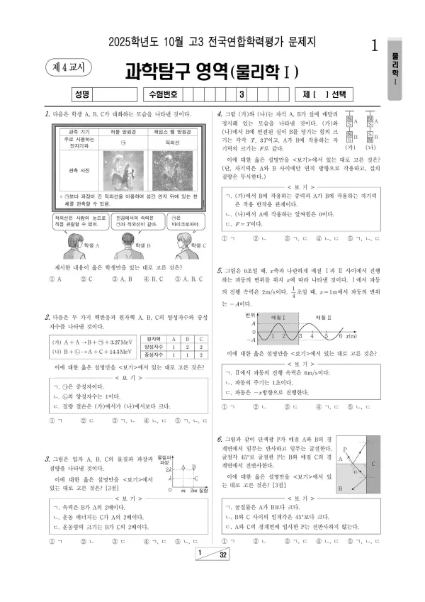 2025년 10월 고3 물리학1