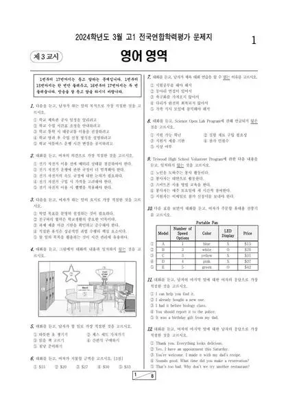 2024년 3월 고1 영어