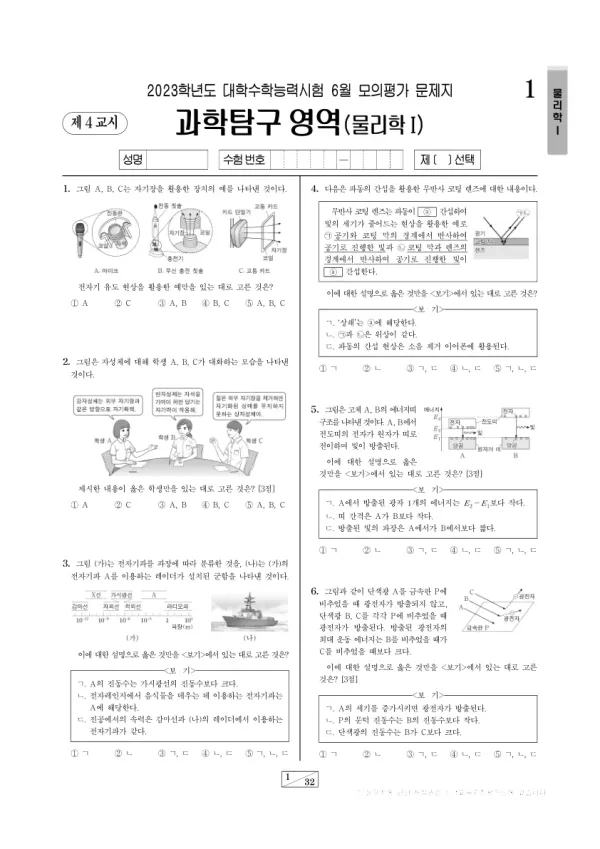 2023년 6월 고3 과학탐구 물리학 I