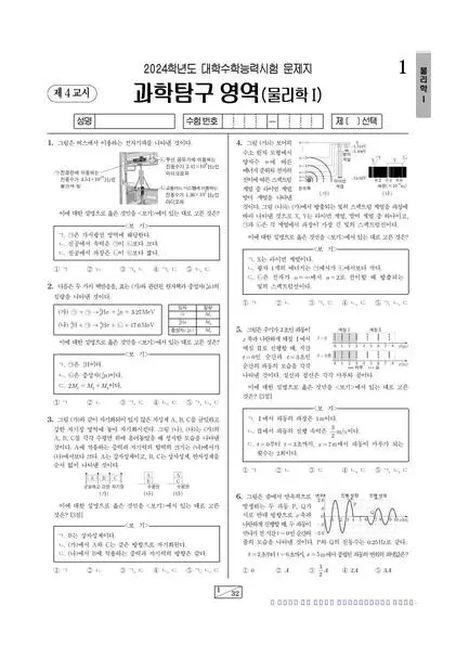 2024학년도 수능 물리학 I