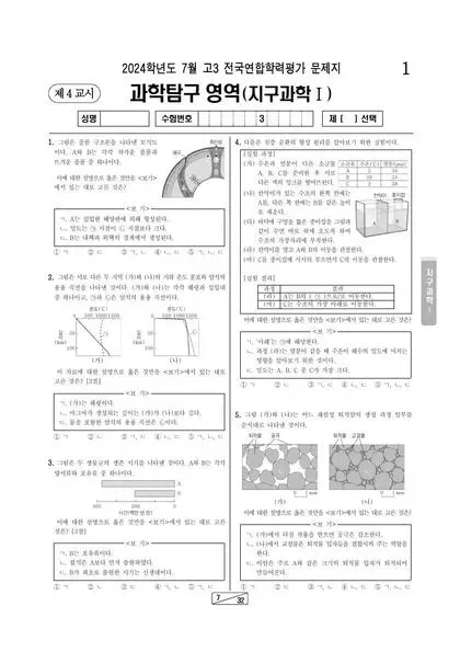 2024년 7월 고3 과학탐구 지구과학 I